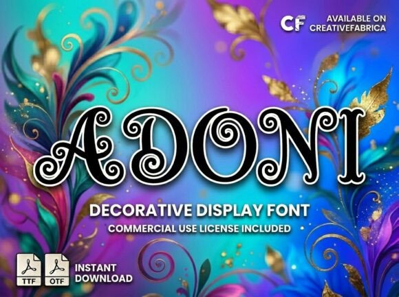 Adoni: A Whimsical Swirl Display Font for Elegant Design